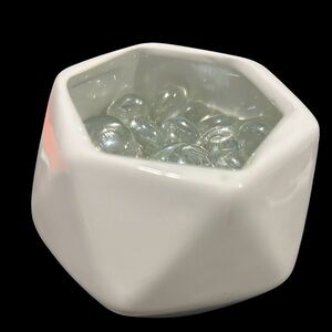 White Geometric Ceramic Planter